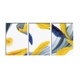 SAF Blue & White 3-Pieces Modern Art Printed UV Coating Wall Art image 2