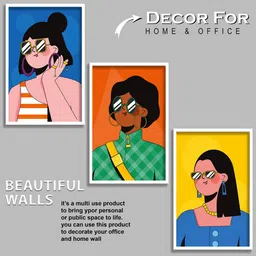 SAF Blue & Red 3 Pieces Modern Boho Art Painting Framed Wall Art image 3