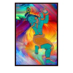 999Store Blue & Yellow Krishna Abstract Painting Wall Art image 2