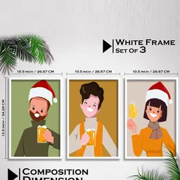 SAF Green & Orange-Color 3 Pieces Printed Framed Wall Art image 2