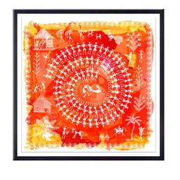 999Store Red & Yellow Ancient Cultural Printed Canvas Wall Art image 2