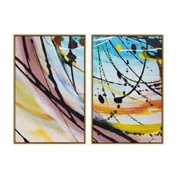 999Store Set Of 2 Blue & Black Abstract Painting Frame Wall Art image 4