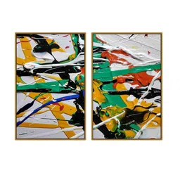 999Store Set Of 2 Multi-Colored Abstract Painting Frame Wall Art image 5