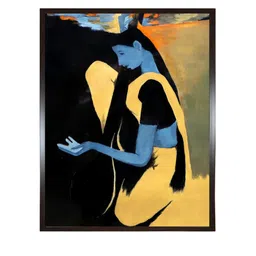 INDIAN CLASSIC ART Yellow & Black Indian Folk Painting Wall Art image 2