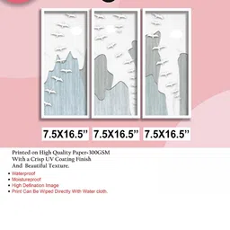 SAF White & Grey 3-Pieces Abstract Printed Framed Wall Art image 3