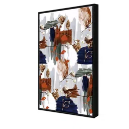 999Store Brown & White Leaves With Abstract Canvas Wall Art image 2