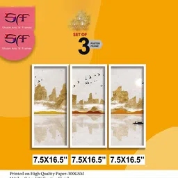 SAF 3-Pcs Grey & Brown Boat And Birds Painting Wall Art image 2