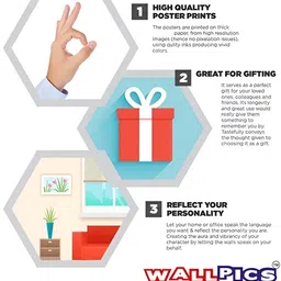 Wallpics Grey & Yellow Printed High Quality Fully Waterproof Vinyl Sticker Poster image 4