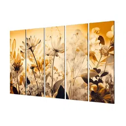 999Store Orange 5 Pieces Flower With Leaf MDF Wall Art image 5