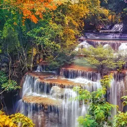 Wallpics Green & White Nature Waterfall Printed Wall Poster image 2