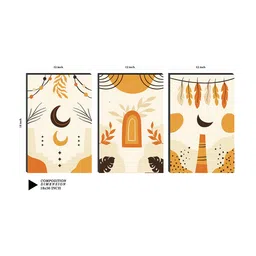SAF Cream & Mustard 3 Pieces Modern Art Wall Painting image 3