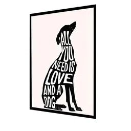 THE HANDMADE FLAIR Black All You Need Is Love And A Dog Canvas Wall Art image 3