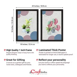 eCraftIndia Set Of 2 Flower Pots Satin Matt Texture UV Framed Wall Arts image 3