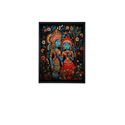 SOWPEACE Red & Blue Krishna & Radha's Canvas Wall Photographs image 3