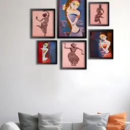 999Store Pink & Blue 6 Pieces Painted Wall Arts image 1