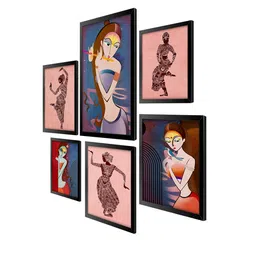 999Store Pink & Blue 6 Pieces Painted Wall Arts image 3