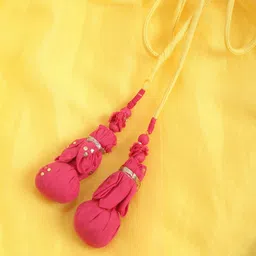 Biba Girls Yellow & Pink Ready to Wear Solid Lehenga & Embellished Blouse With Dupatta image 5