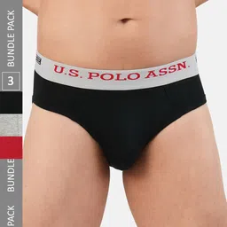 U.S. Polo Assn. Men Multi Solid Cotton Briefs Pack of 3 I005-GBR-P3-picture-21