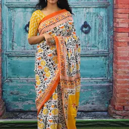 clothonus Floral Printed Pure Cotton Block Print Saree-picture-21