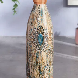 BOROSIL Maya Beige & Copper-Toned Printed Pure Copper Water Bottle 1L-picture-34