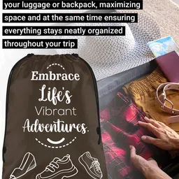 Aura Brown & White 12 Pieces Printed Reusable Cloth Storage Bag Organisers image 4