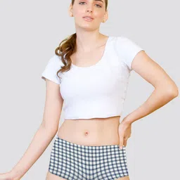 Kalyani Pack Of 3 Checked Cotton Soft & Breathable Mid-Rise Boy Shorts Briefs 7001P6V003S image 4