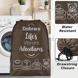 Aura Brown & White 12 Pieces Printed Reusable Cloth Storage Bag Organisers image 3