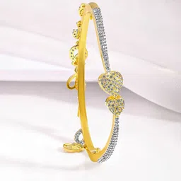 Rubans 22K Gold-Plated Cubic Zirconia Studded Bangle-Style Bracelet with Dangle Charm image 4