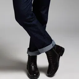 Zoom Shoes Men Mid Top Textured Leather Block Heel Regular Boots image 2