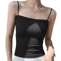 davina fashions Women's Girls Thin Strap Sling Spaghetti Tank top Comfortable Camisole Crop top Free Size (28 to 32) Bust Size image 1