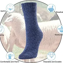 alexvyan 3 Pair Solid Soft & Woolen Cozy Knitted Winter Thick Warm Stretchy Elastic Calf Length Socks (Without Thumb) for Boys Gents Man Male (Men Design 4), Black image 3