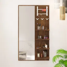 bluewud Freddie Engineered Wood Wall Mount Dressing Table in Brown Maple Finish-picture-20