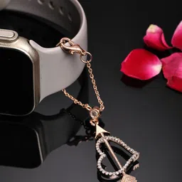ZENEME Women Brass Cubic Zirconia Rose Gold-Plated Charm Bracelet-picture-34