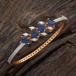 Kushal's Fashion Jewellery Rhodium-Plated Cubic Zircon Studded Kada Bangle-picture-13