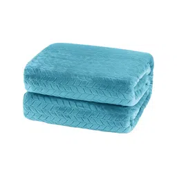 bsb home Turquoise Blue Ethnic Motifs Fleece AC Room 300 GSM Double Bed Blanket-picture-17