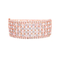 Saraf RS Jewellery Women Rose Gold Plated & White American Diamond Bangle-Style Bracelet image 3