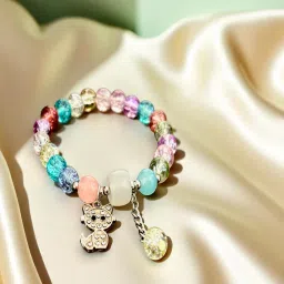 Accessher Multi-Color Beads Cat Stone Charm Bracelet image 3
