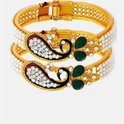 ZENEME Set of 2Gold Plated Peacock Design Bangle image 2