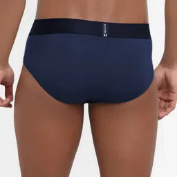 FREECULTR Men Navy Blue Solid 3X Anti-Microbial Air-Soft Micromodal Basic Briefs FC-CX-B-SPB image 3