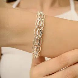 METALM 925 Silver Linked Chain Bracelet-image-3