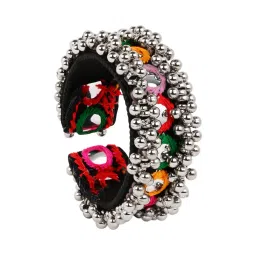 I Jewels Traditional Multi-Color Mirror and Thread Work Cuff for Navratri image 5