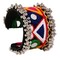 I Jewels Traditional Multi-Color Mirror and Thread Work Cuff for Navratri image 5