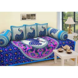 BAJO'S 6 Pcs Blue Ethnic Cotton Bedding Set-picture-18
