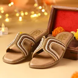 ROCIA Beige Women Stylish H Embellished Flats-picture-23