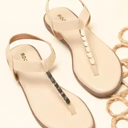 ROCIA By Regal Beige Women T Strap Flat Sandals-image-3
