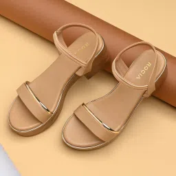 ROCIA By Regal Beige Women Classy Block Sandals Heels-picture-23