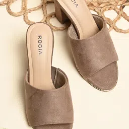 ROCIA By Regal Beige Women Classic Suede High Block Sandal Heels-image-6