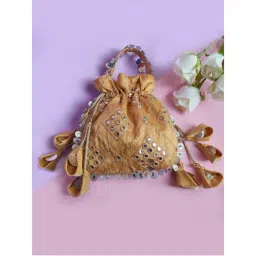Soho Boho Studio Royal classic Gold mirror Potli Bag-image-8