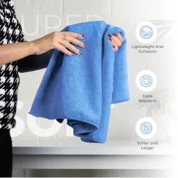 Black Gold Bath Towels 400 Gsm Lightweight Ultra-Soft Plain Sky Blue image 3