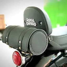 GadiBike Bike Side/Rear Saddle Bag Round Style Tool Bag Storage 2 Strap Closure Black Suitable for RE Classic Desert Storm image 2